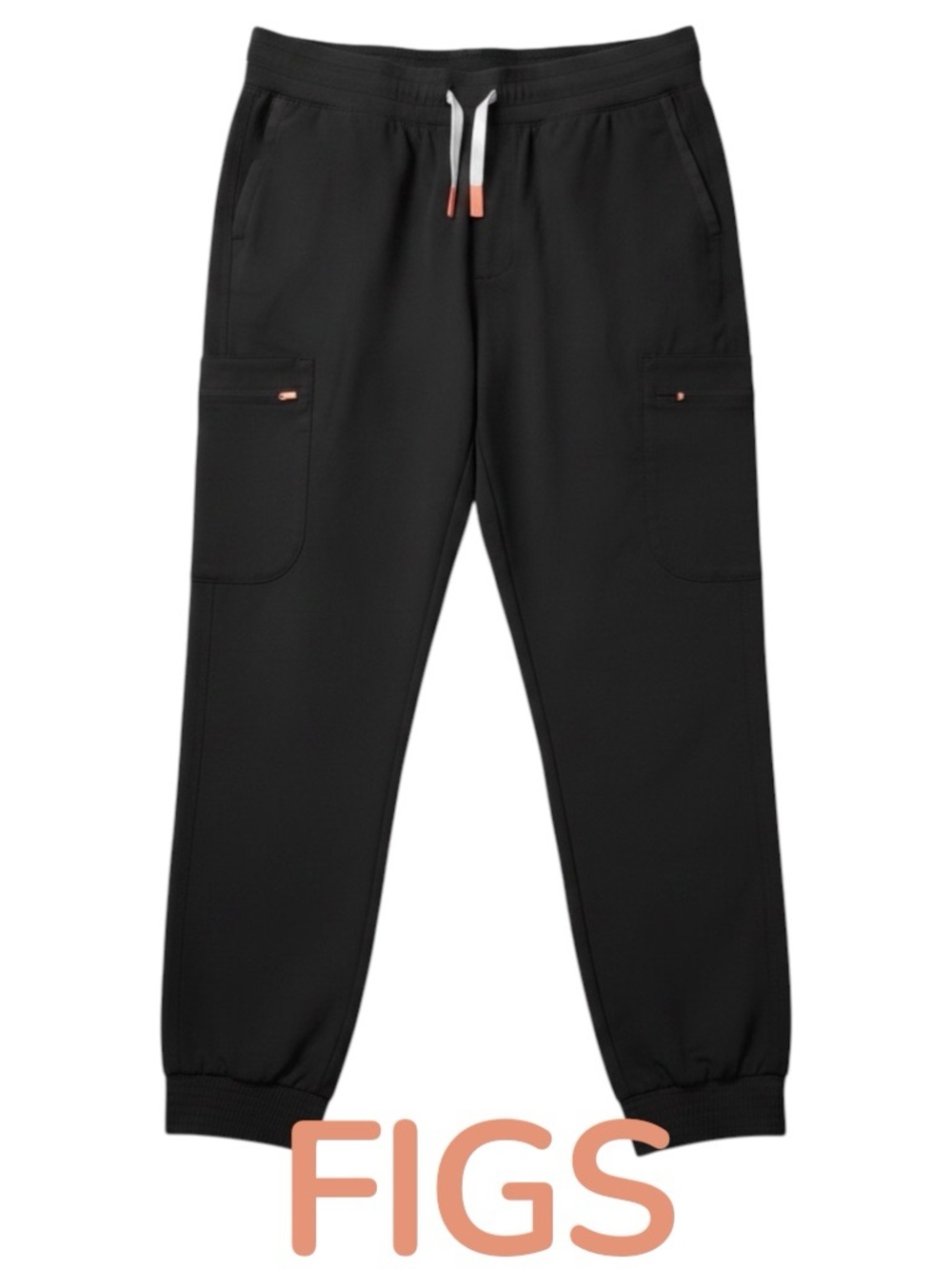 Vintage Figs Black Zamora Cargo Jogger Pants with  Pink/ Coral Accents